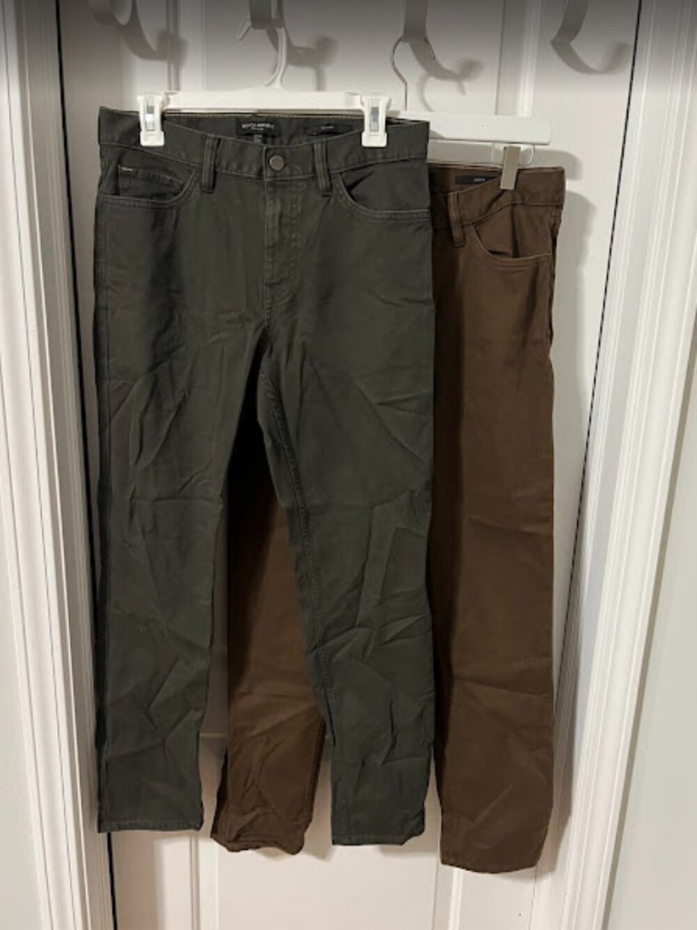 BUNDLE OF 2 Banana Republic Slim Fit Traveler Pants, Brown & Green- Size 30x30